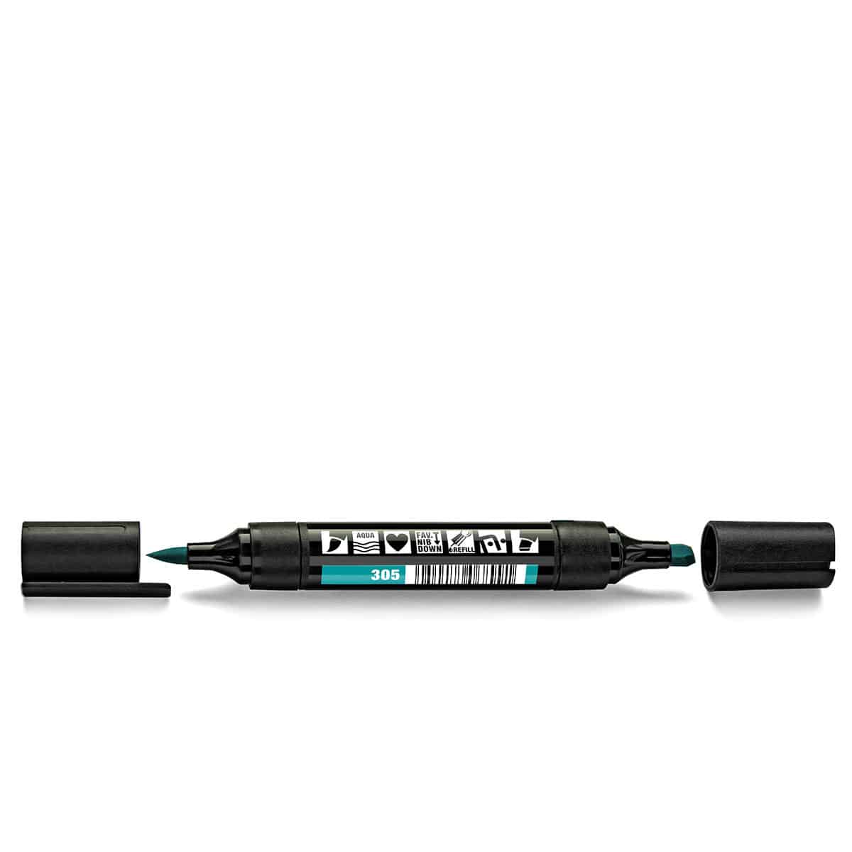 Neuland TwinOne® oboustranný oceánově modrý fix, štětcový a klínový hrot