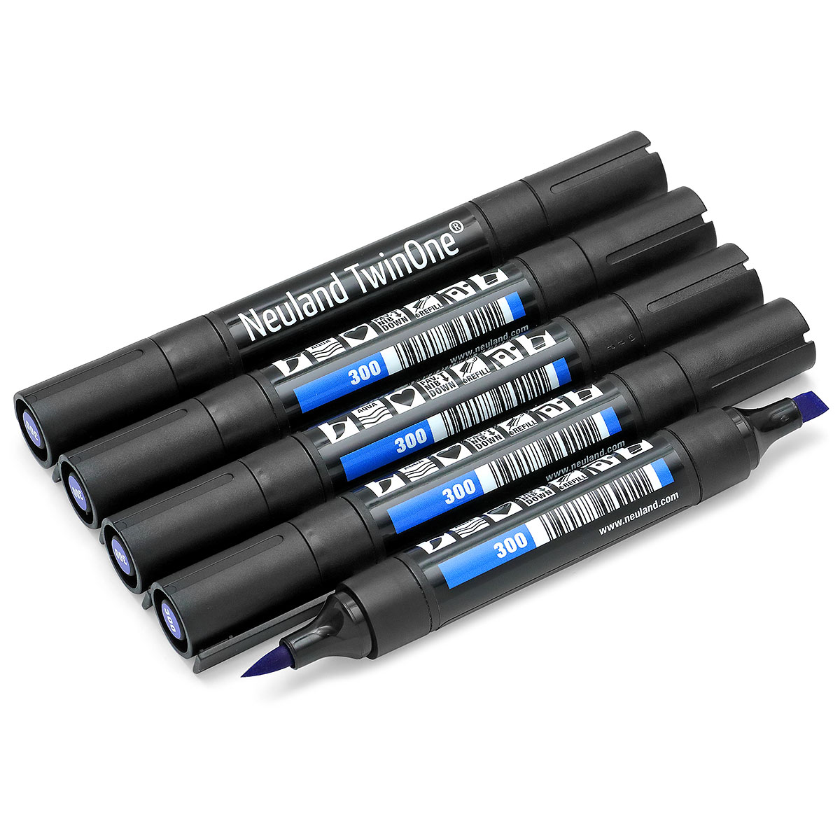 Neuland TwinOne® sada U3 oboustranných modrých fixů, štětcový a klínový hrot