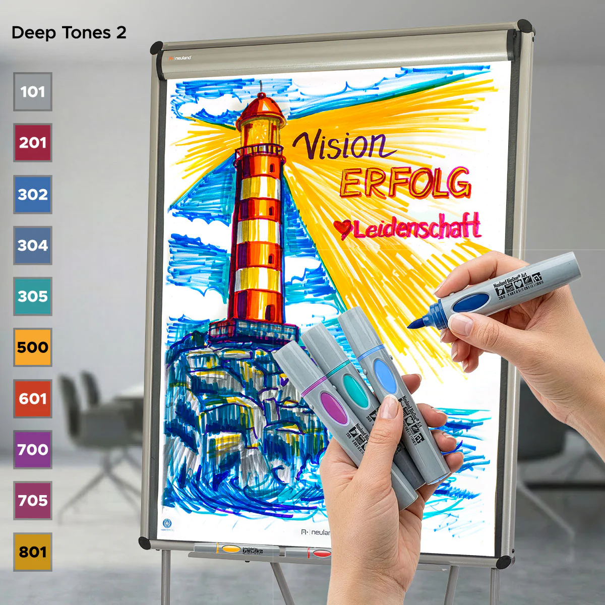 Neuland BigOne® Art sada/10ks Syté odstíny 2°, štětcový hrot
